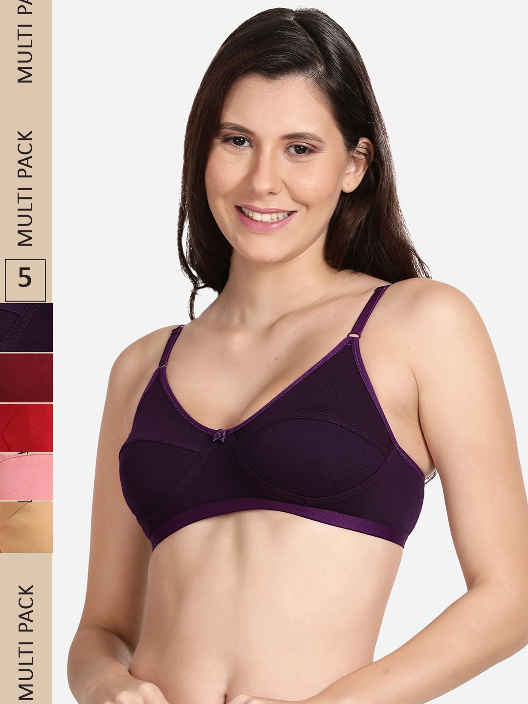 

shyaway Pack Of 5 Non Padded All Day Cotton Comfort Bra, Nude