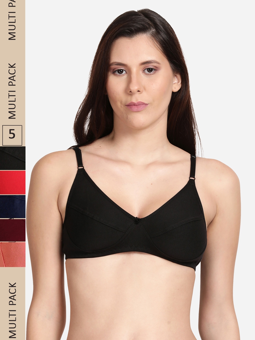 

shyaway Pack Of 5 Non Padded All Day Cotton Comfort Bra, Maroon