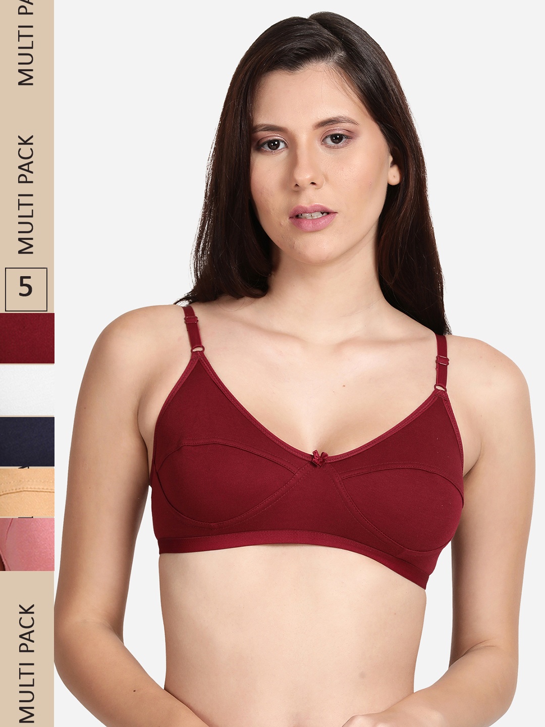 

shyaway Pack Of 5 Cut & Sew All day Comfort Cotton Bra, Pink