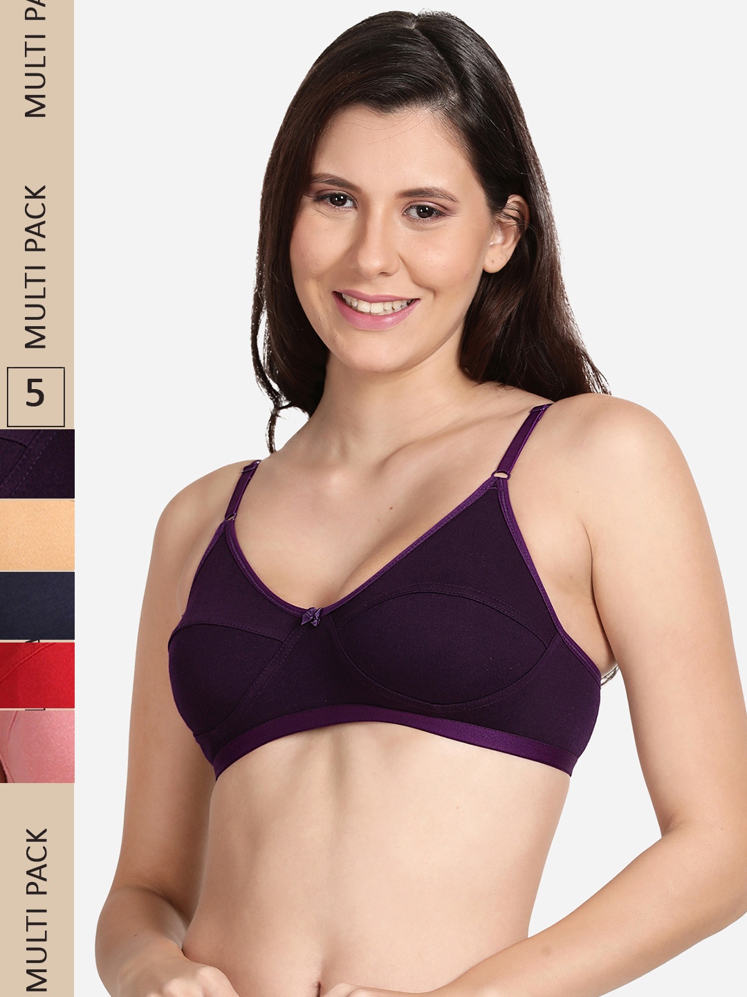 

shyaway Pack Of 5 Cut & Sew All day Comfort Cotton Bra, Pink