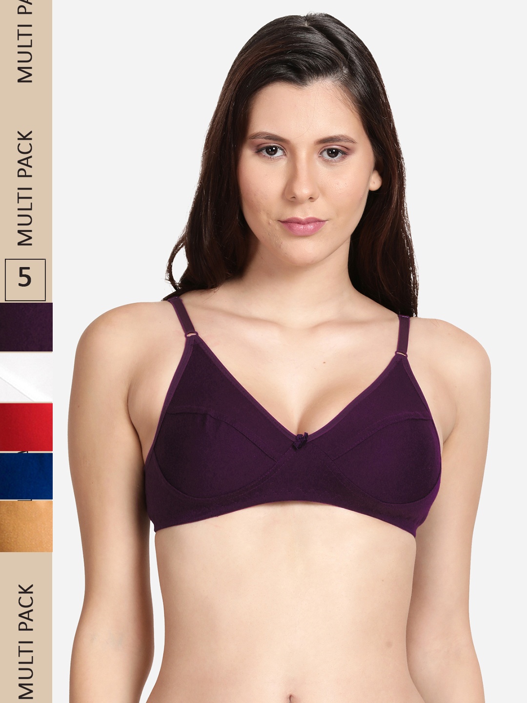 

shyaway Pack Of 5 Cut & Sew All day Comfort Cotton Bra, Red