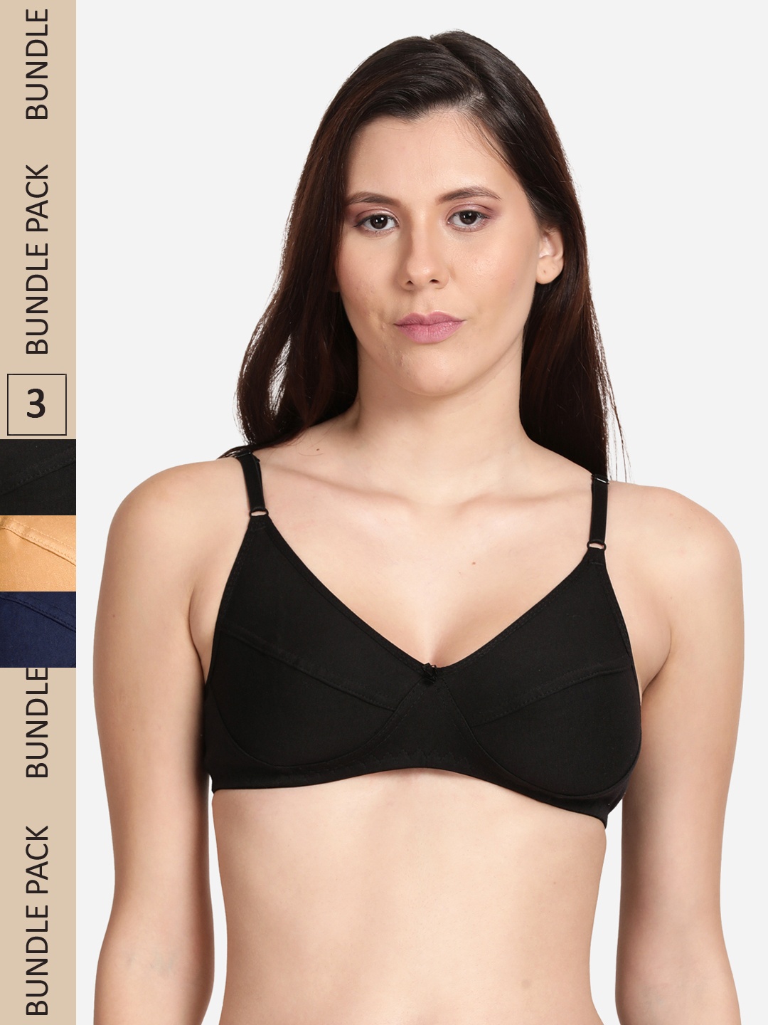 

shyaway Pack Of 3 Cut & Sew All day Comfort Cotton Bra, Black