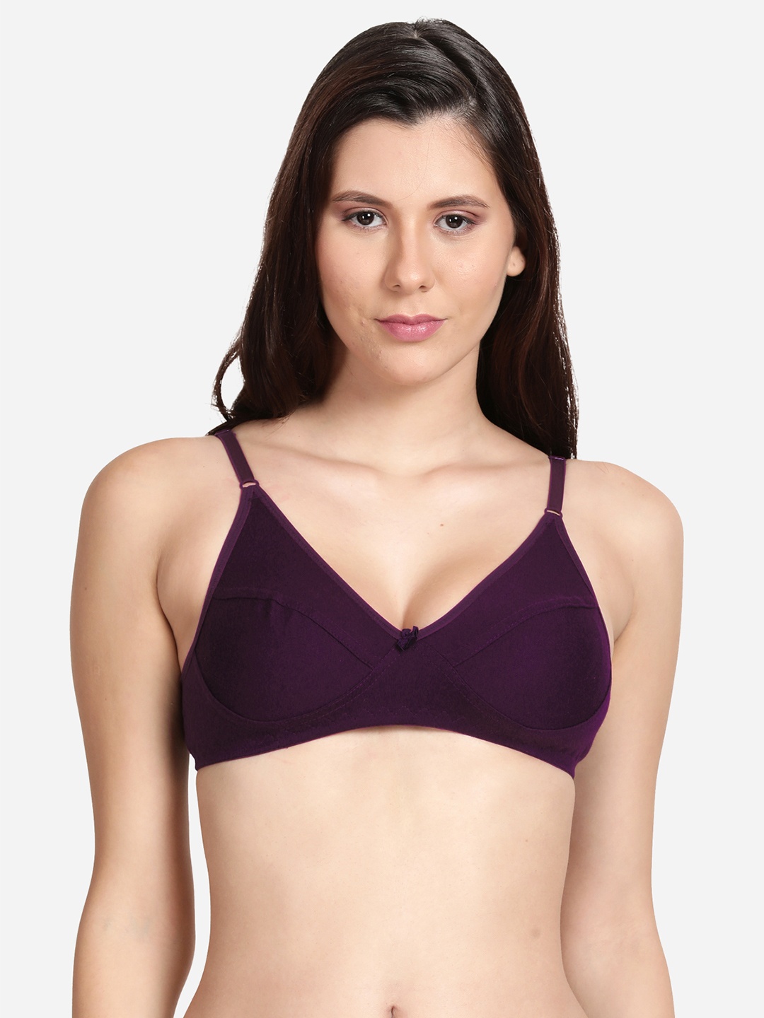 

shyaway Cut & Sew All day Comfort Cotton Bra, Purple