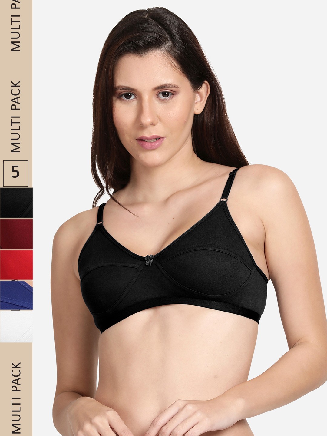 

shyaway Set of 5 Non Padded Non Wired Cotton Bra, Maroon