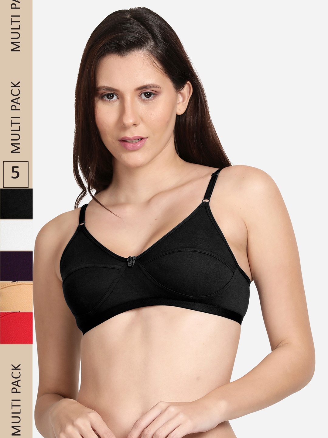 

shyaway Set of 5 Non Padded Non Wired Cotton Bra, Nude