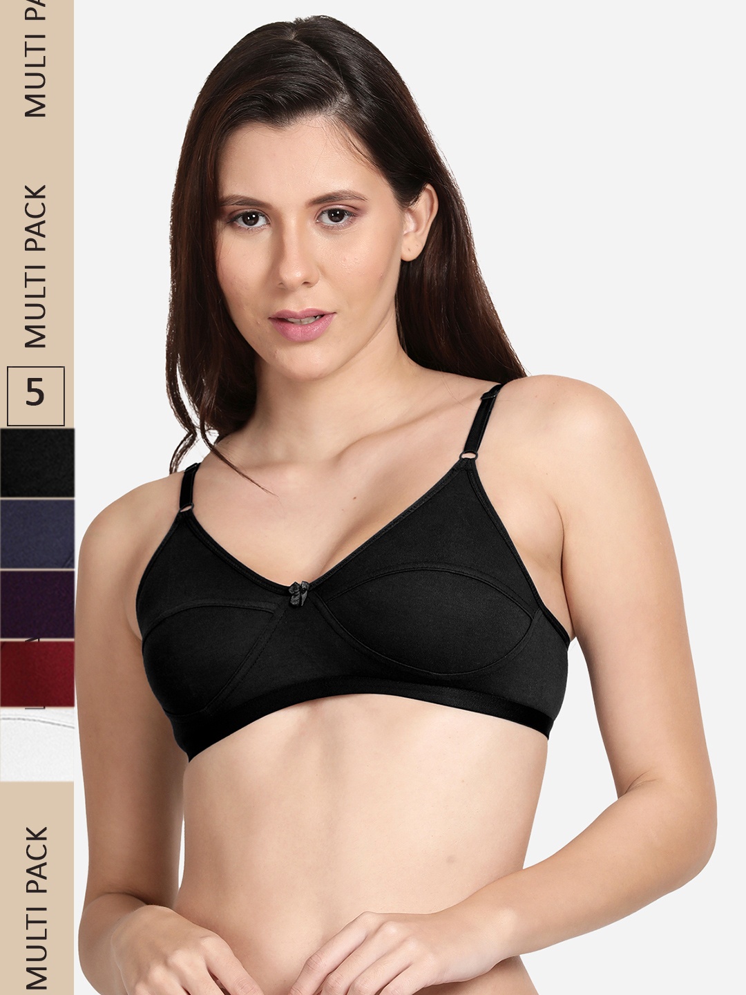 

shyaway Set of 5 Non Padded Non Wired Cotton Bra, Maroon