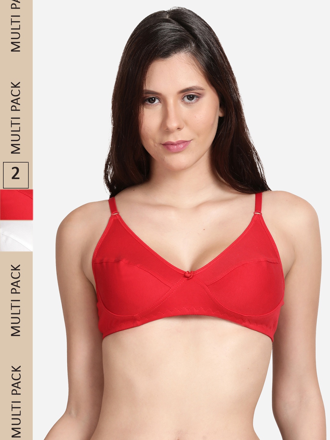

shyaway Set of 2 Non Padded Non Wired Cotton Bra, Red