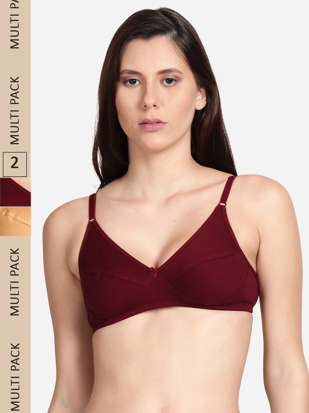 

shyaway Set of 2 Non Padded Non Wired Cotton Bra, Maroon