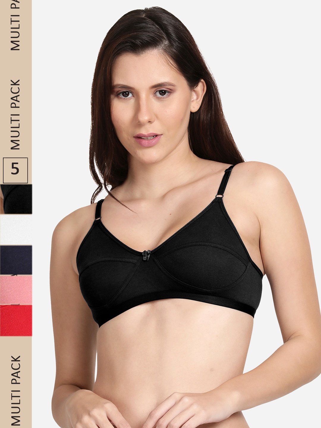 

shyaway Set of 5 Non Padded Non Wired Cotton Bra, Pink