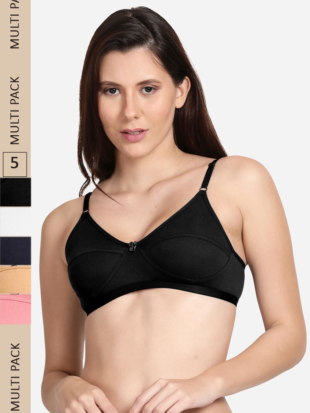 

shyaway Set of 5 Non Padded Non Wired Cotton Bra, Pink