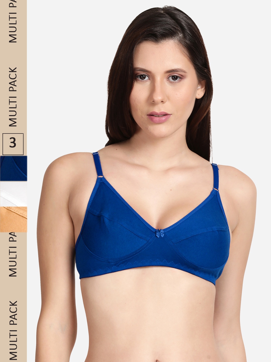 

shyaway Set of 3 Non Padded Non Wired Cotton Bra, Beige