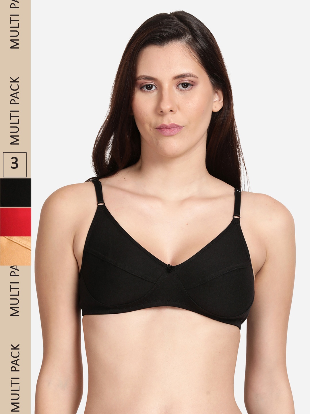 

shyaway Pack Of 3 Non Padded Everyday Bra, Red