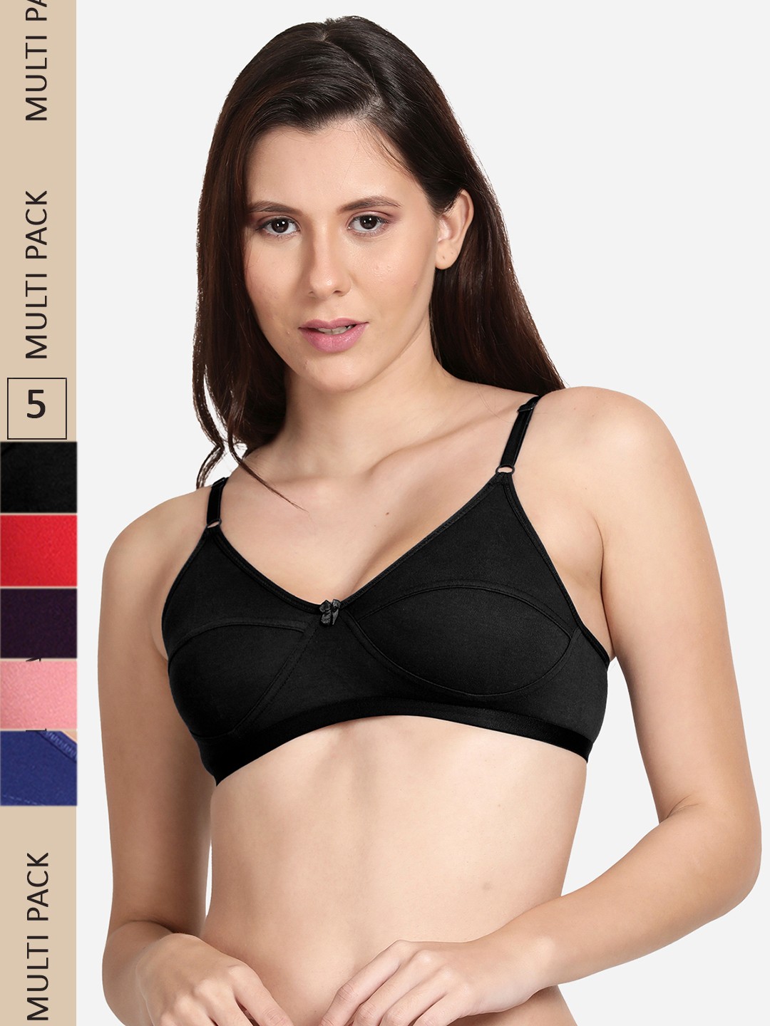

shyaway Pack Of 5 Non Padded Everyday Bra, Pink