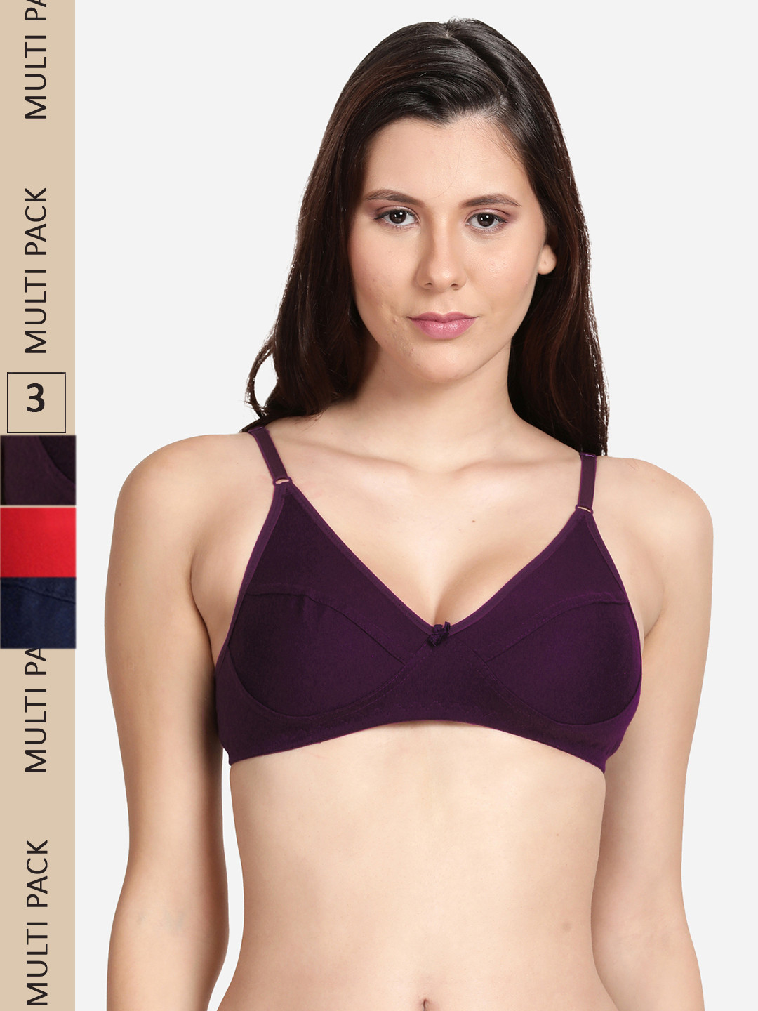 

shyaway Pack Of 3 Non Padded Everyday Bra, Red