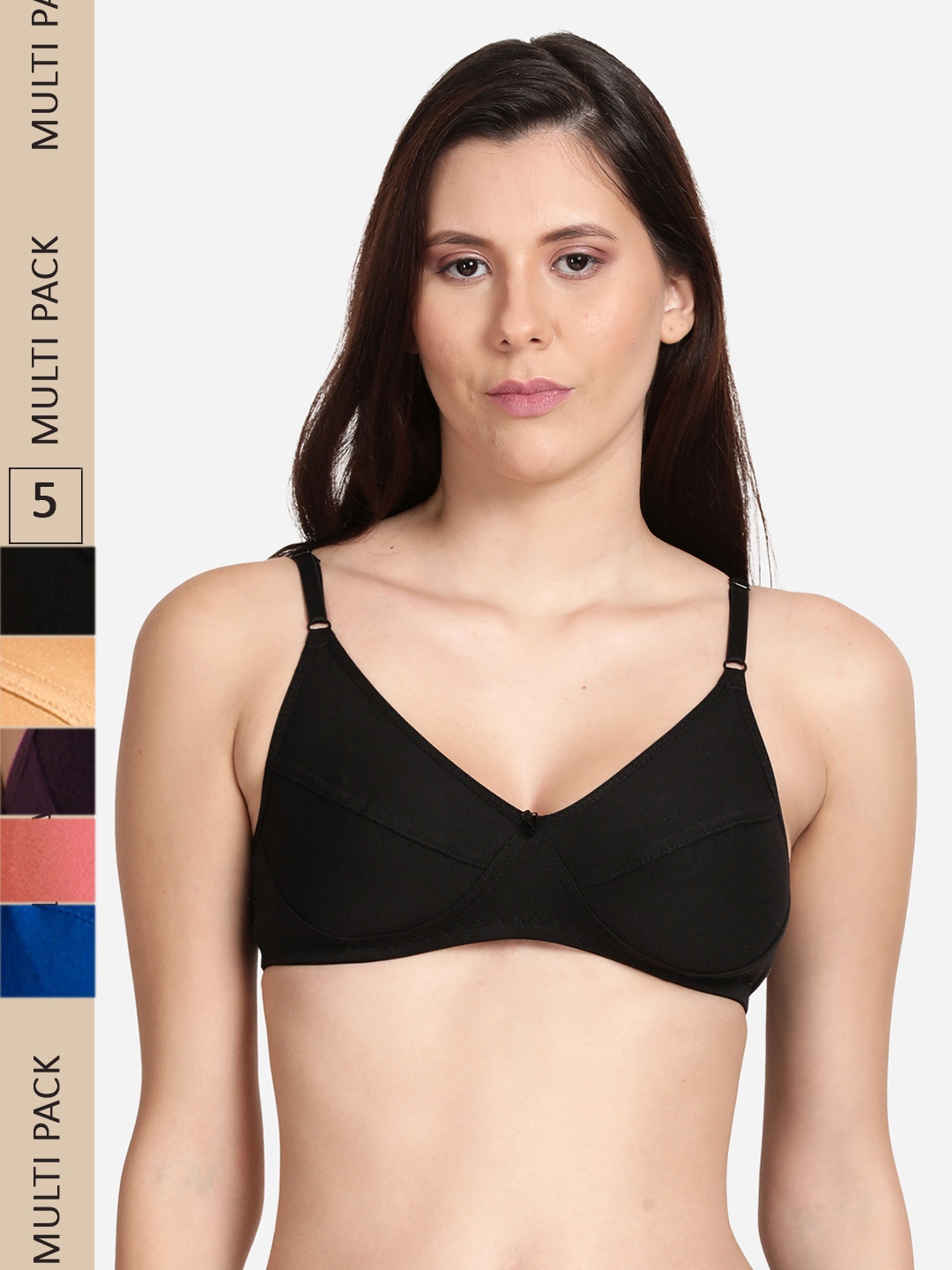 

shyaway Pack Of 5 Non Padded Everyday Bra, Black