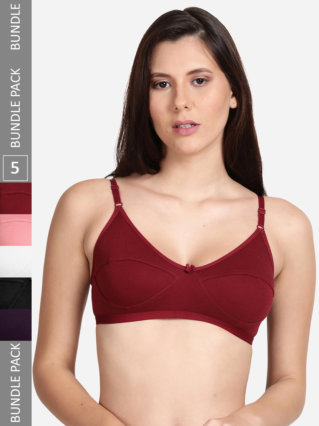 

shyaway Pack Of 5 Non Padded Everyday Bra, Pink