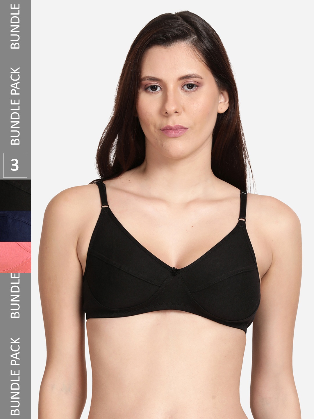 

shyaway Pack Of 3 Non Padded Everyday Bra, Navy blue
