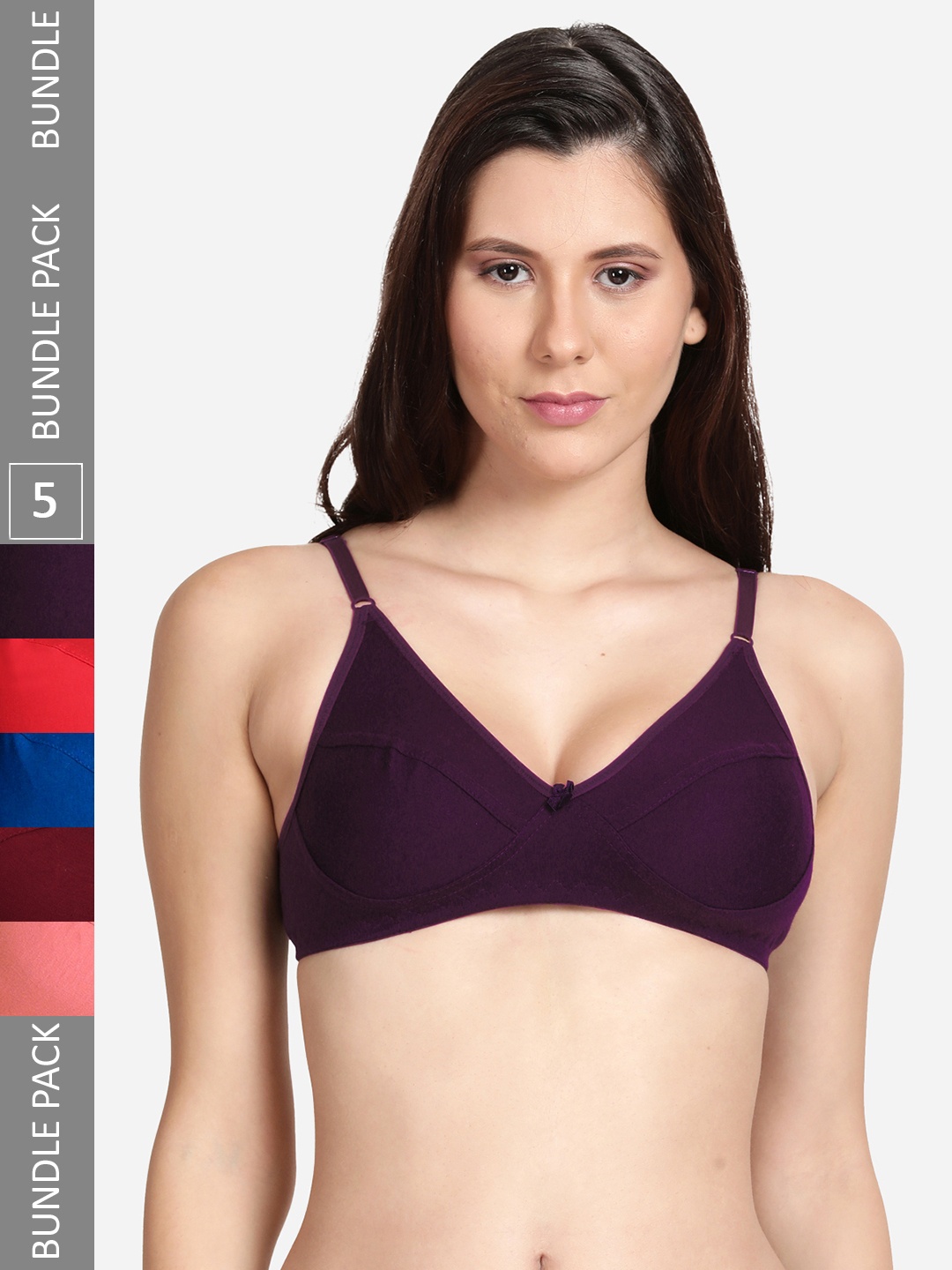 

shyaway Pack Of 5 Non Padded Everyday Bra, Pink