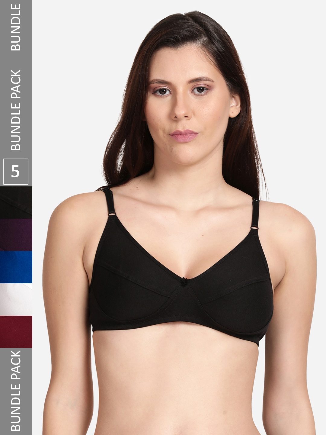 

shyaway Pack of 5 Cotton Cut & Sew Everyday Bra, Maroon