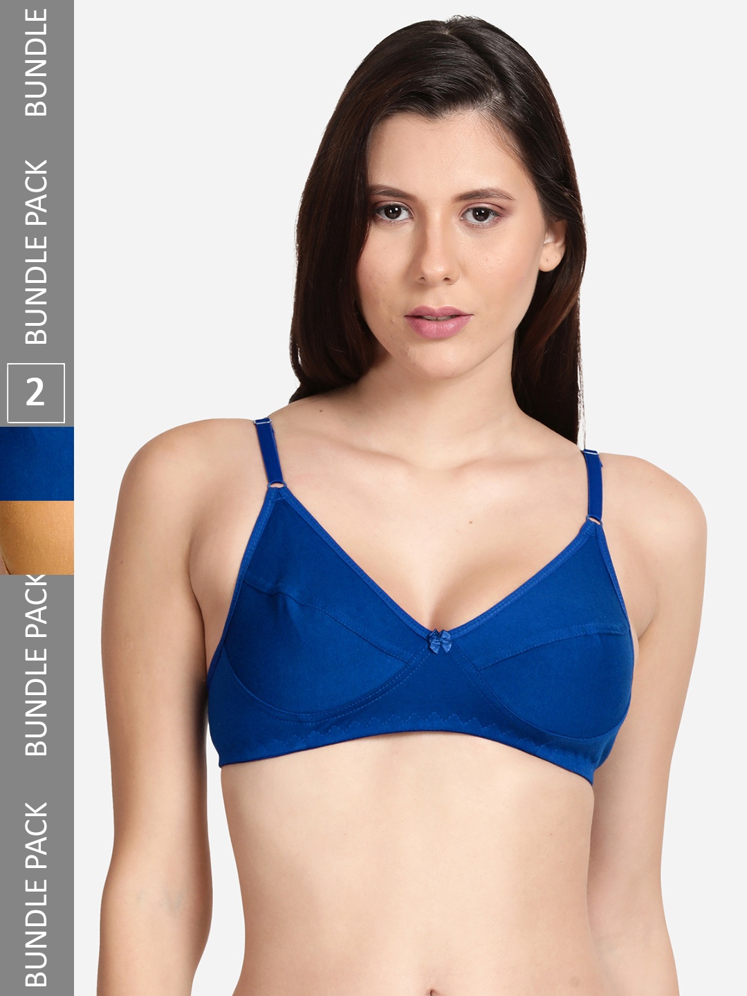 

shyaway Pack of 2 Cotton Cut & Sew Everyday Bra, Blue