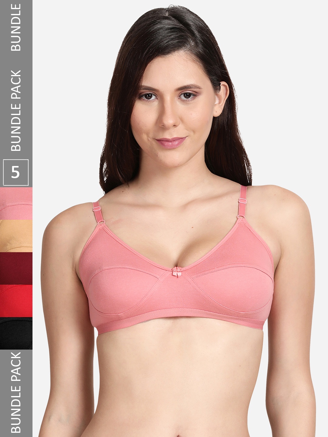 

shyaway Pack of 5 Cotton Cut & Sew Everyday Bra, Black