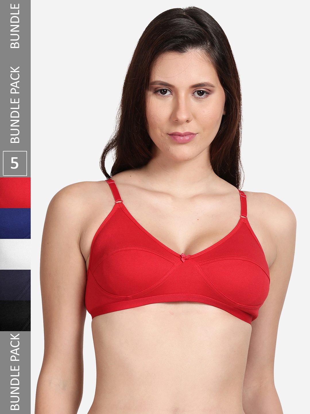 

shyaway Pack of 5 Cotton Cut & Sew Everyday Bra, Black