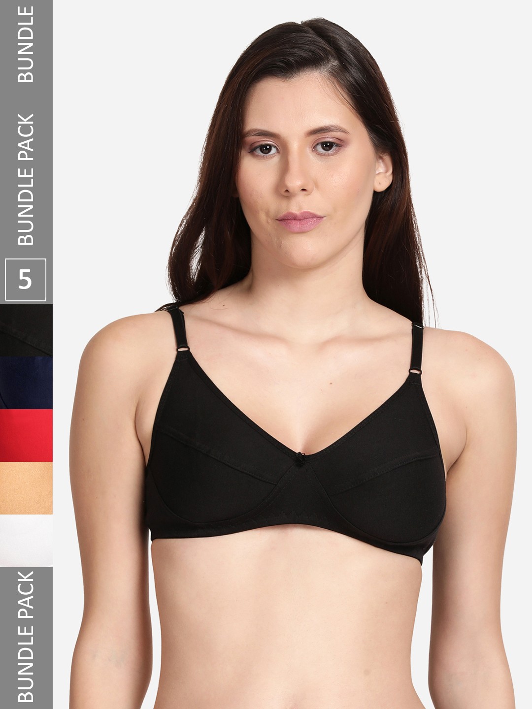 

shyaway Pack Of 5 Cotton Bra, Navy blue