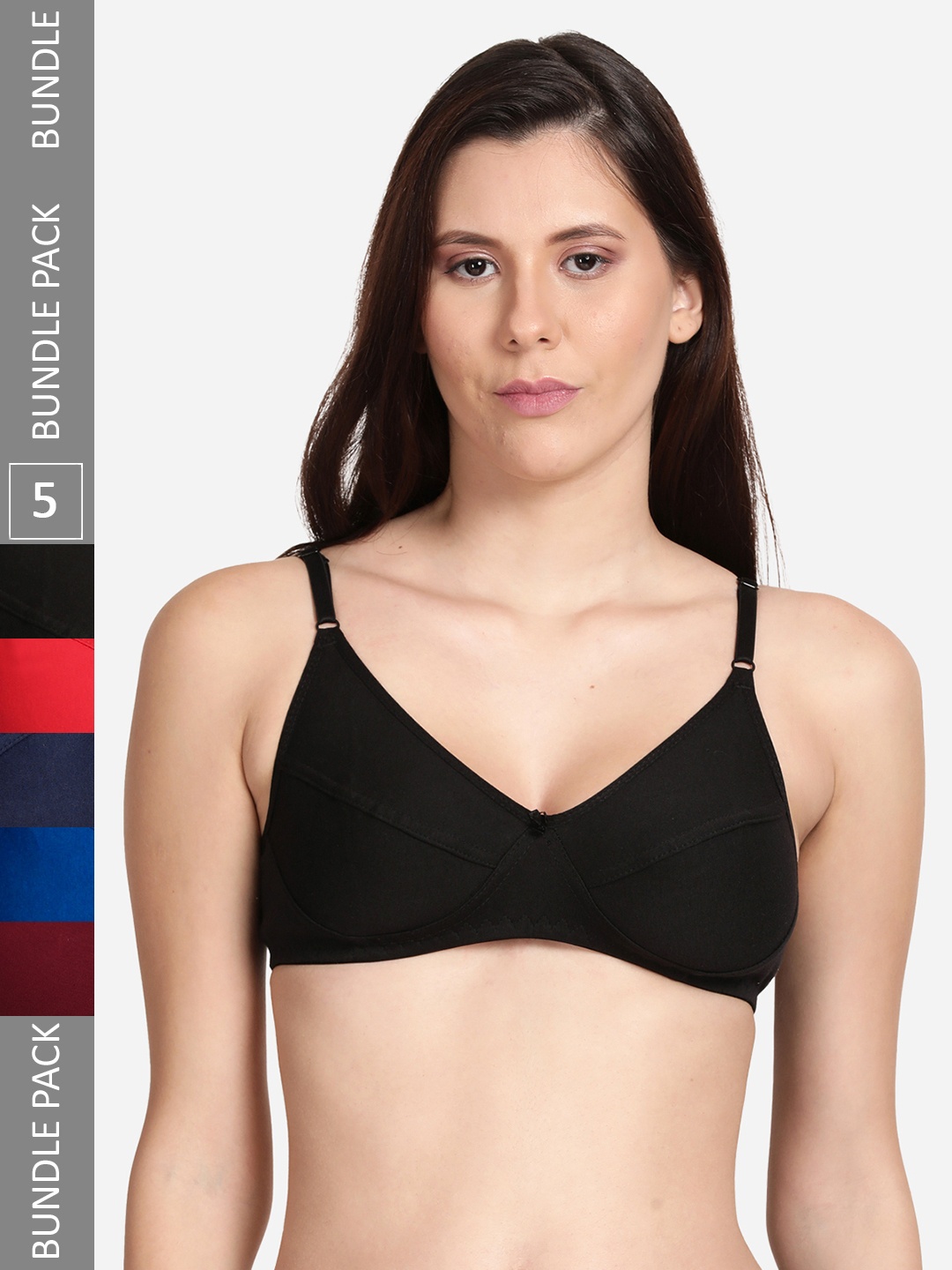 

shyaway Pack Of 5 Cotton Bra, Maroon