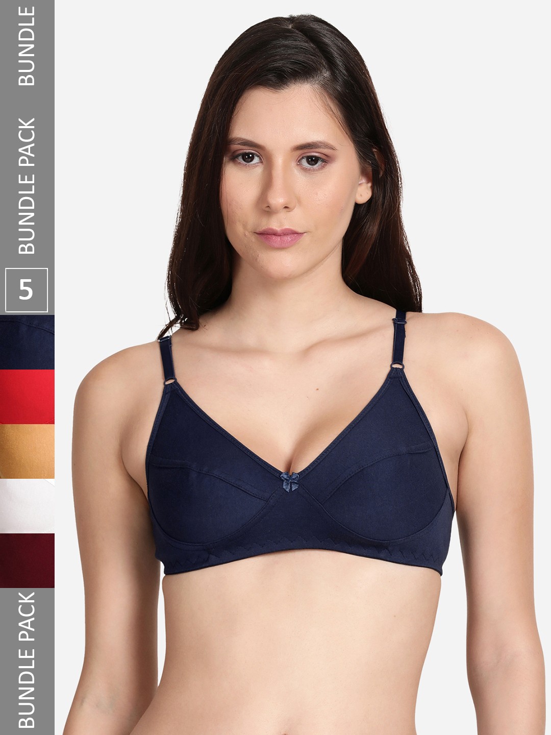 

shyaway Pack Of 5 Cotton Bra, Navy blue