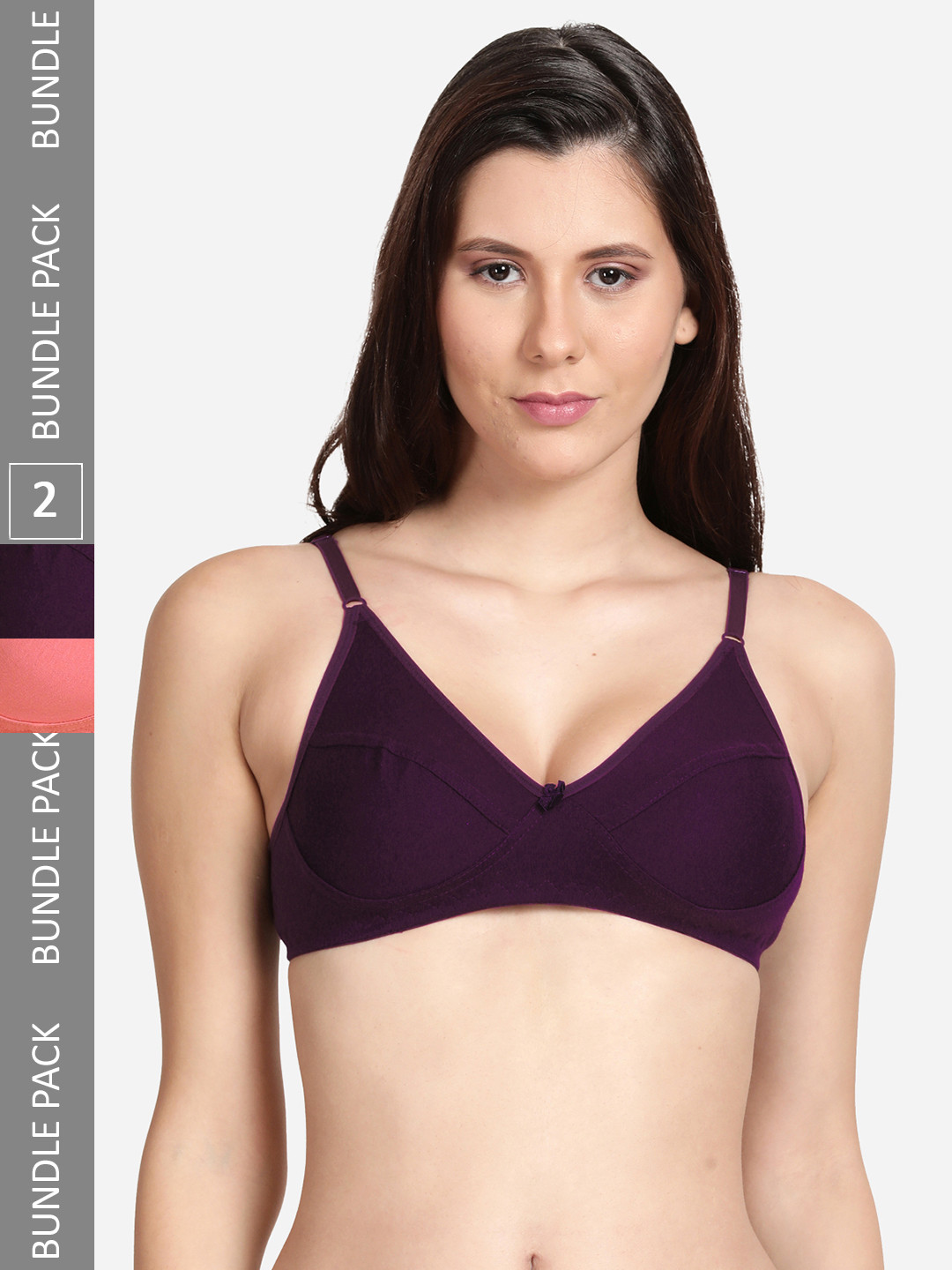 

shyaway Pack Of 2 Cotton Bra, Pink