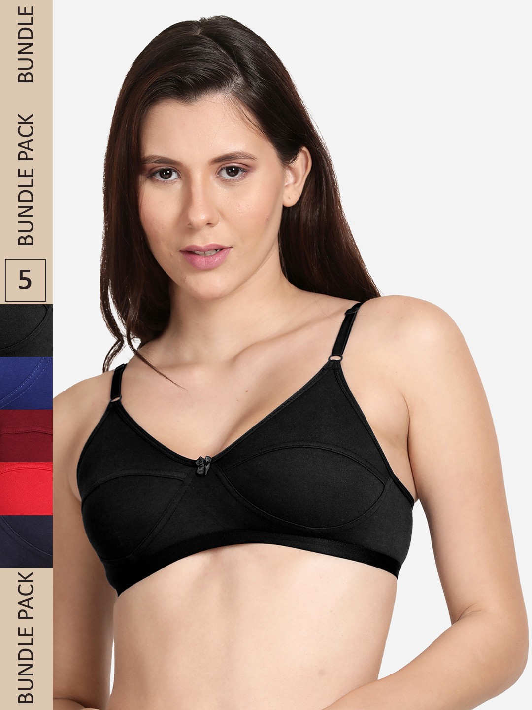 

shyaway Pack Of 5 Cotton Bra, Maroon