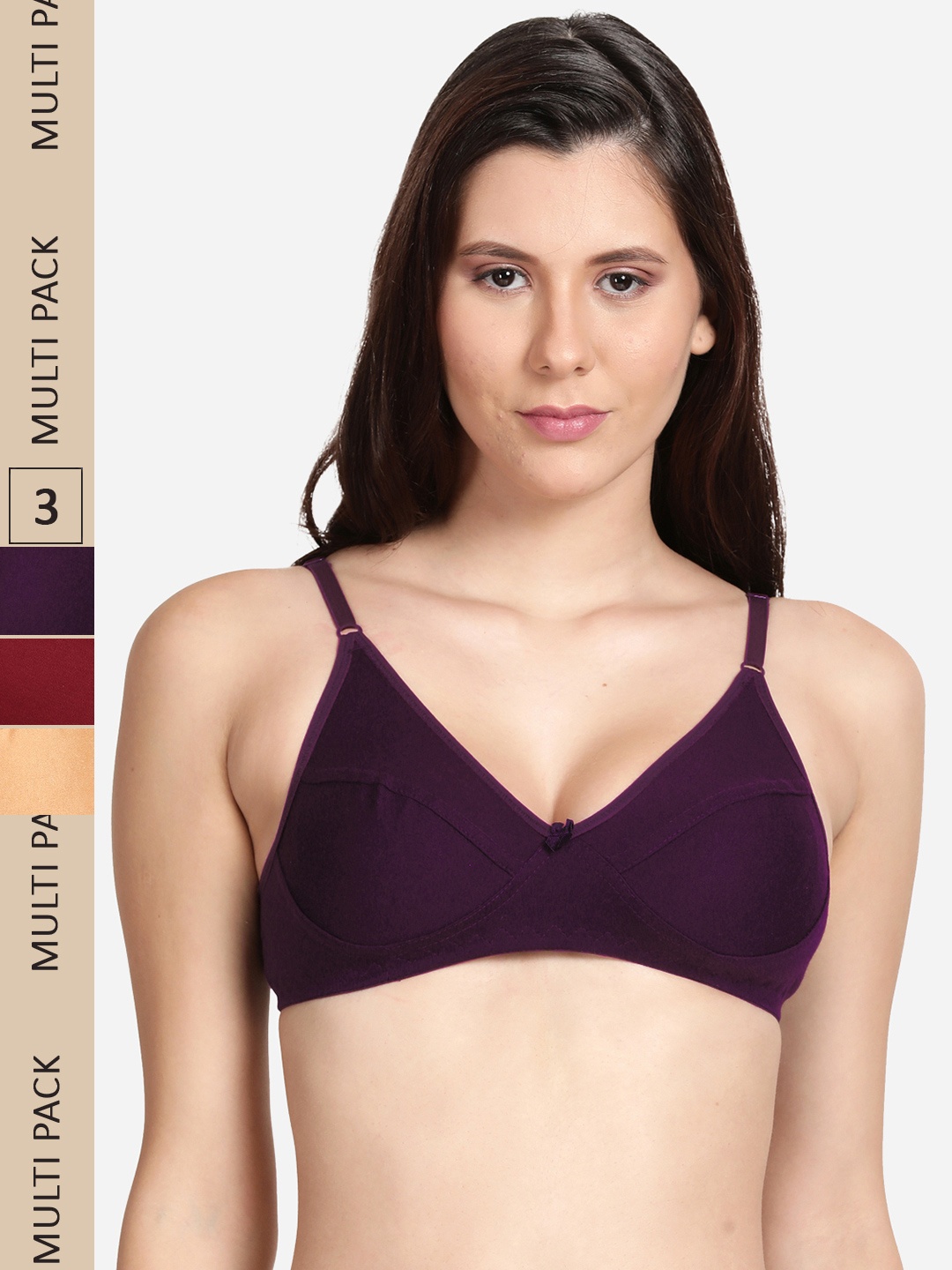 

shyaway Pack Of 3 Cotton Bra, Beige