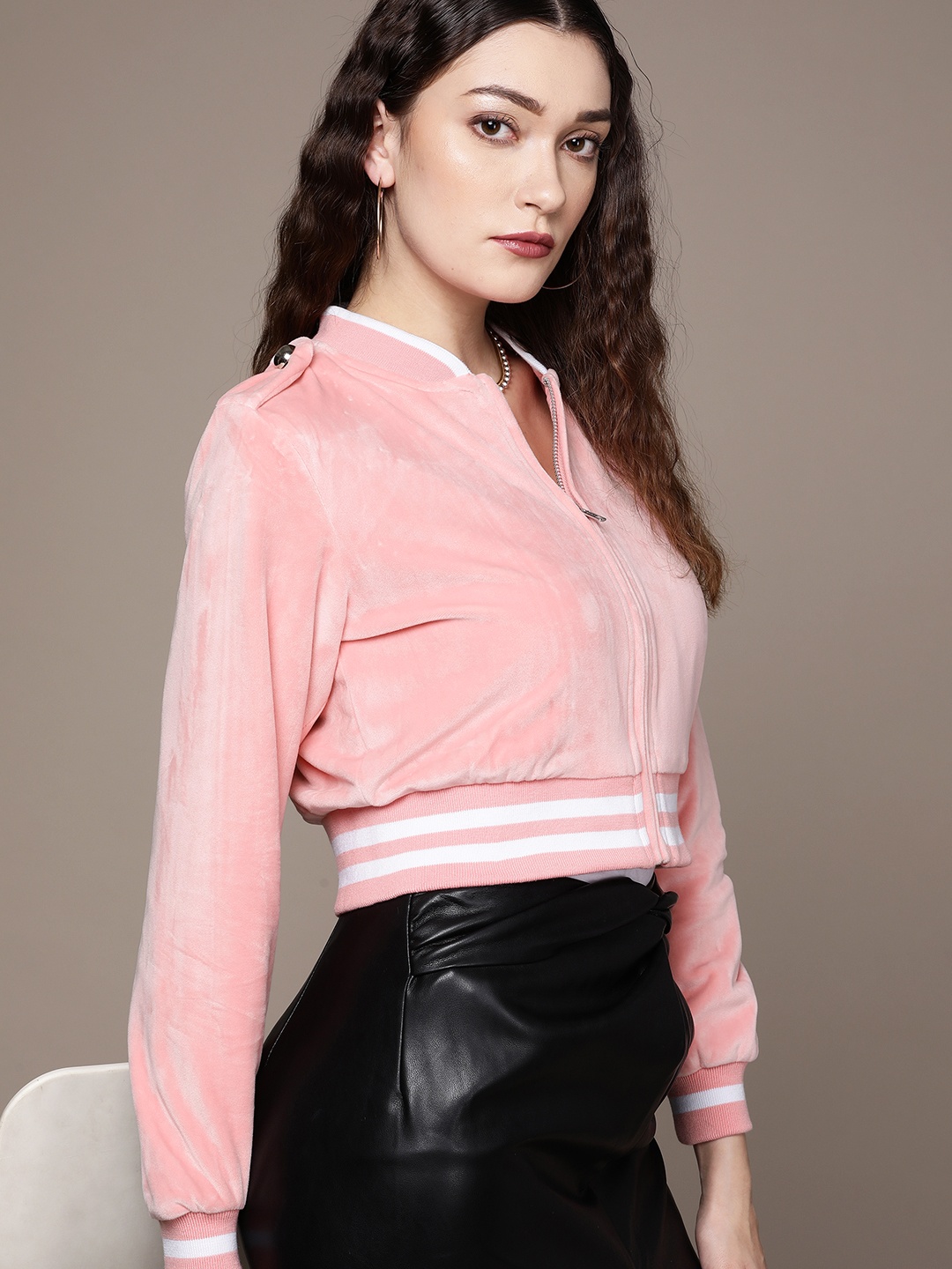 

bebe Women Onion Pink All Day Crop Bomber Jacket