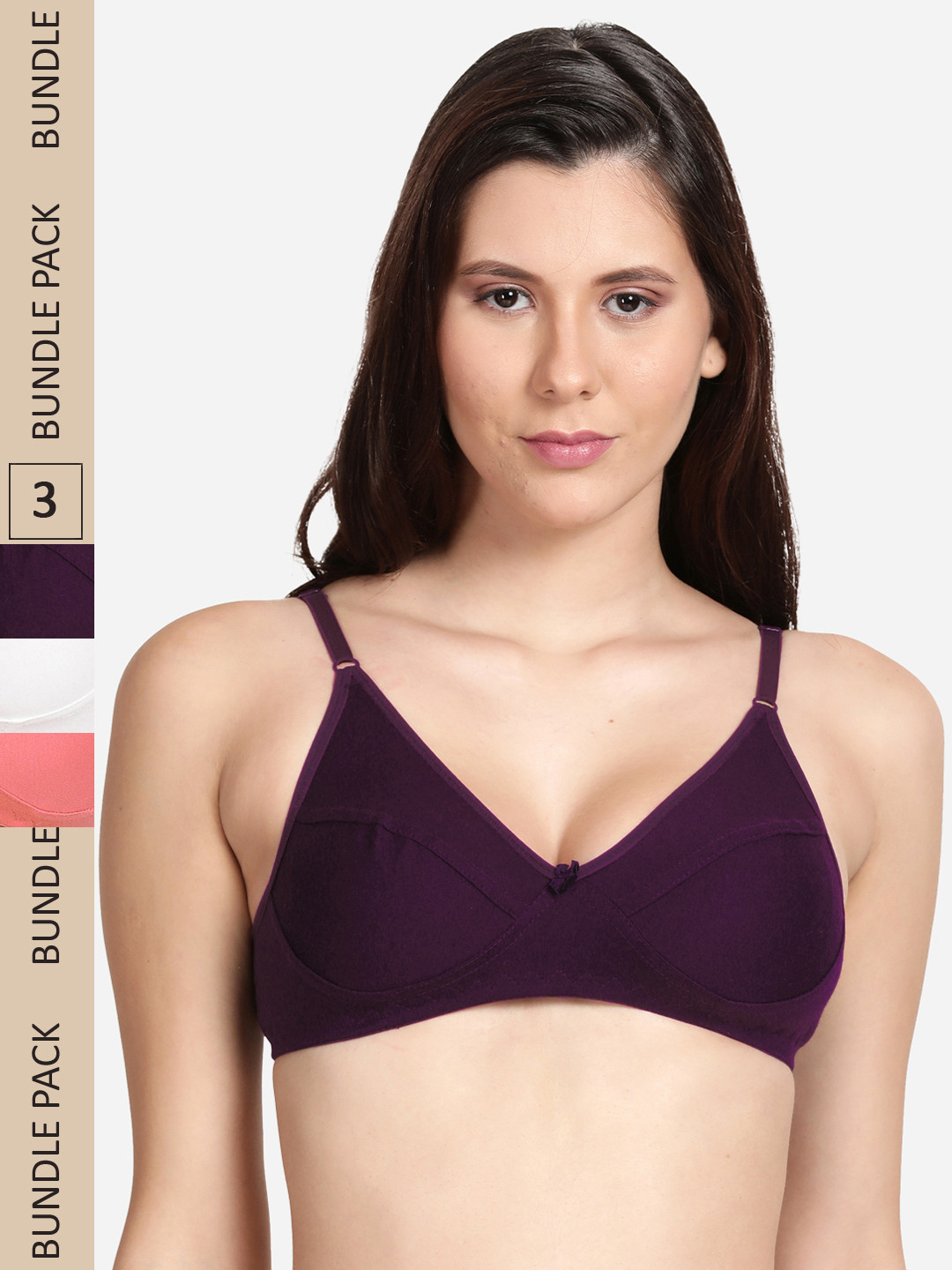

shyaway Pack Of 3 Cotton Bra, White