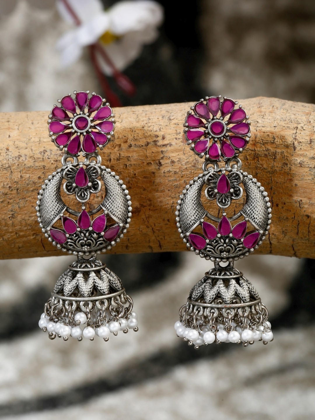 

Yellow Chimes Gold-Toned Contemporary Jhumkas Earrings