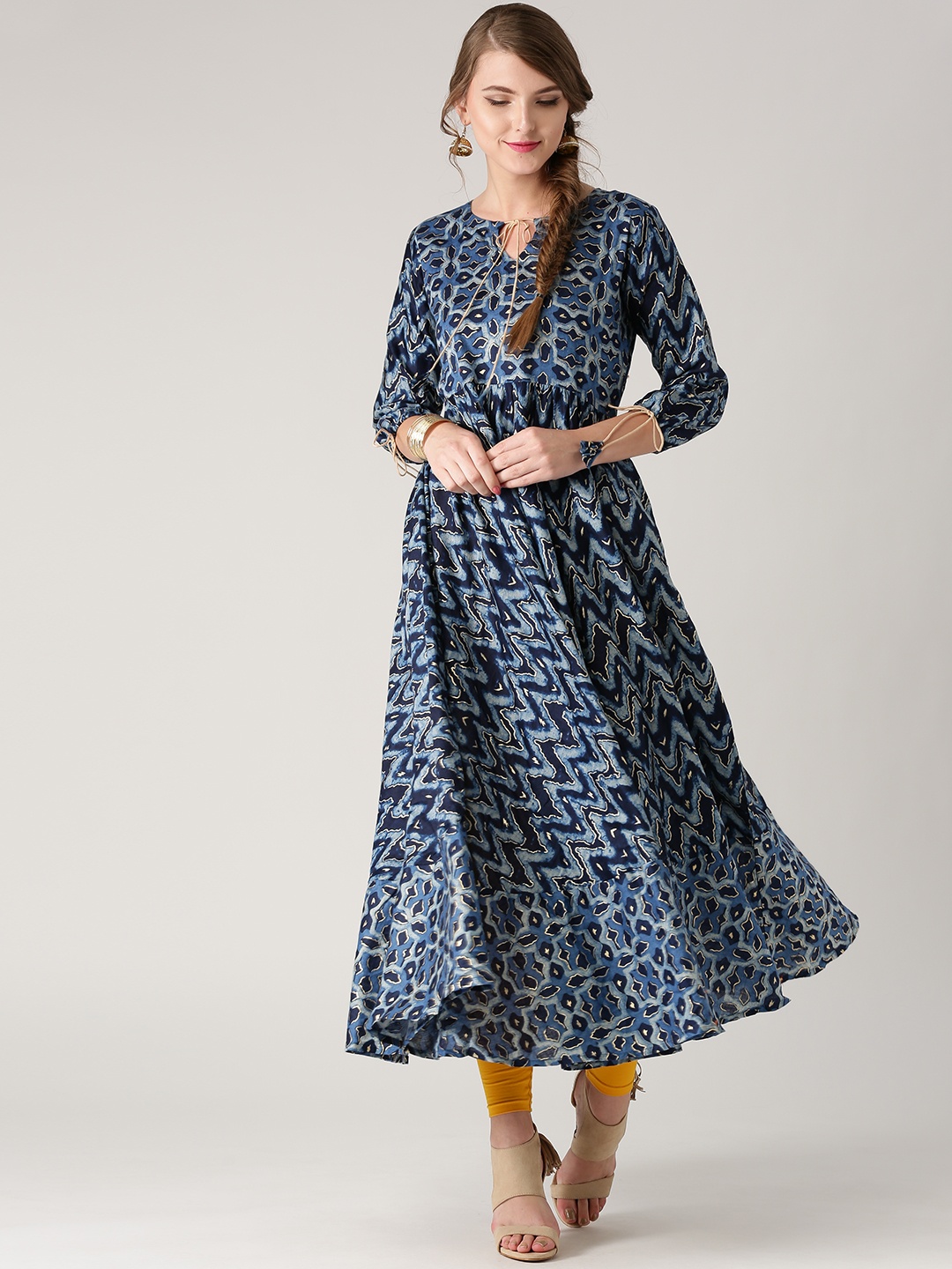 

Libas Women Blue Printed Anarkali Kurta