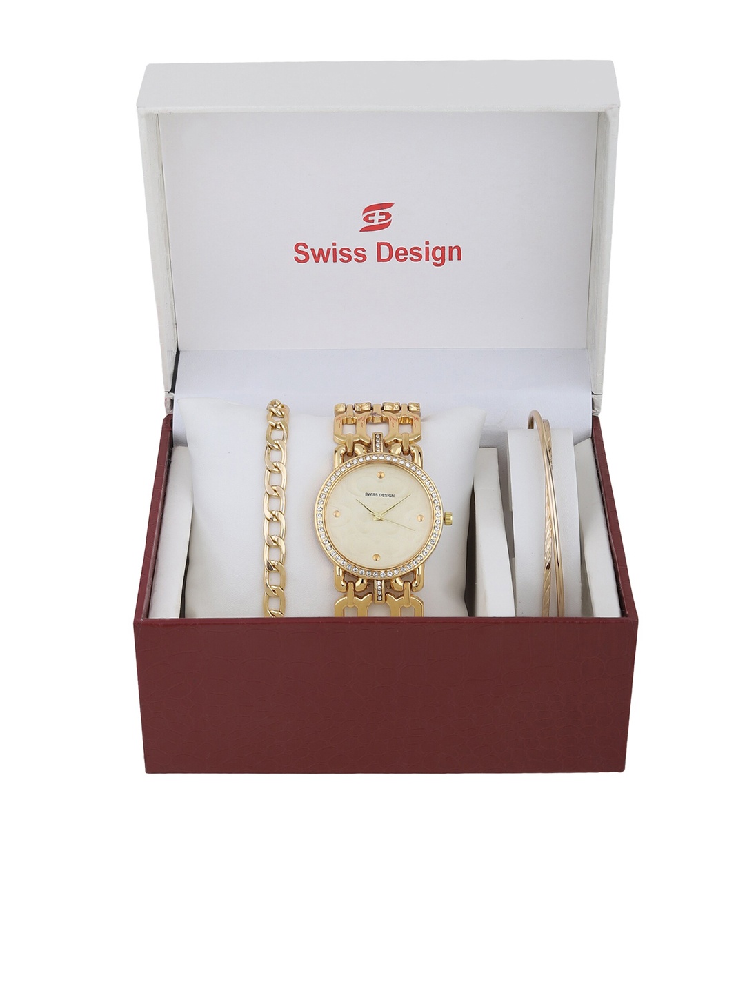 

Swiss Design Women Gold Watch Gift Set