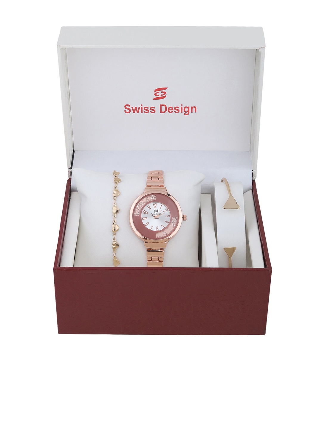 

Swiss Design Women Copper Watch Jewellery Gift Set