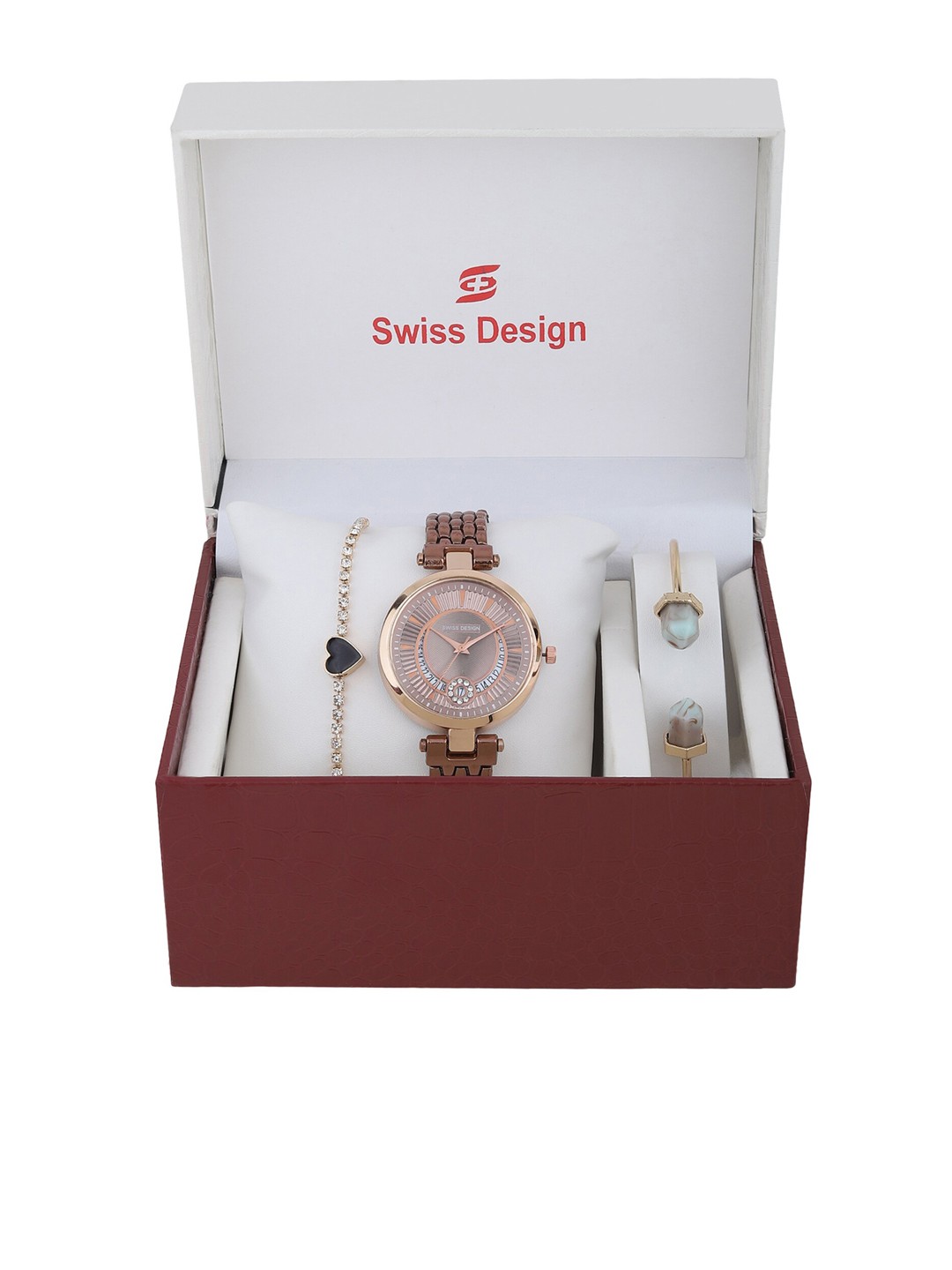 

Swiss Design Women Brown & Gold-Toned Solid Watch Gift Set SD-Watch Gift Set-10