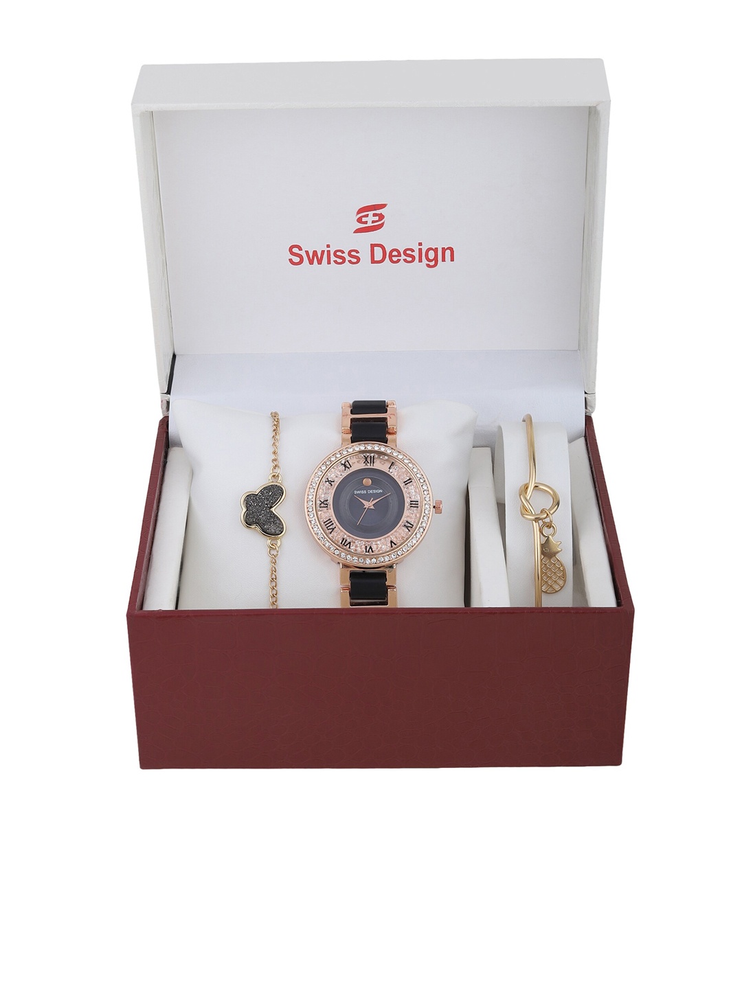 

Swiss Design Women Gold-Toned Black Watch Gift Set SD-Watch Gift Set-12