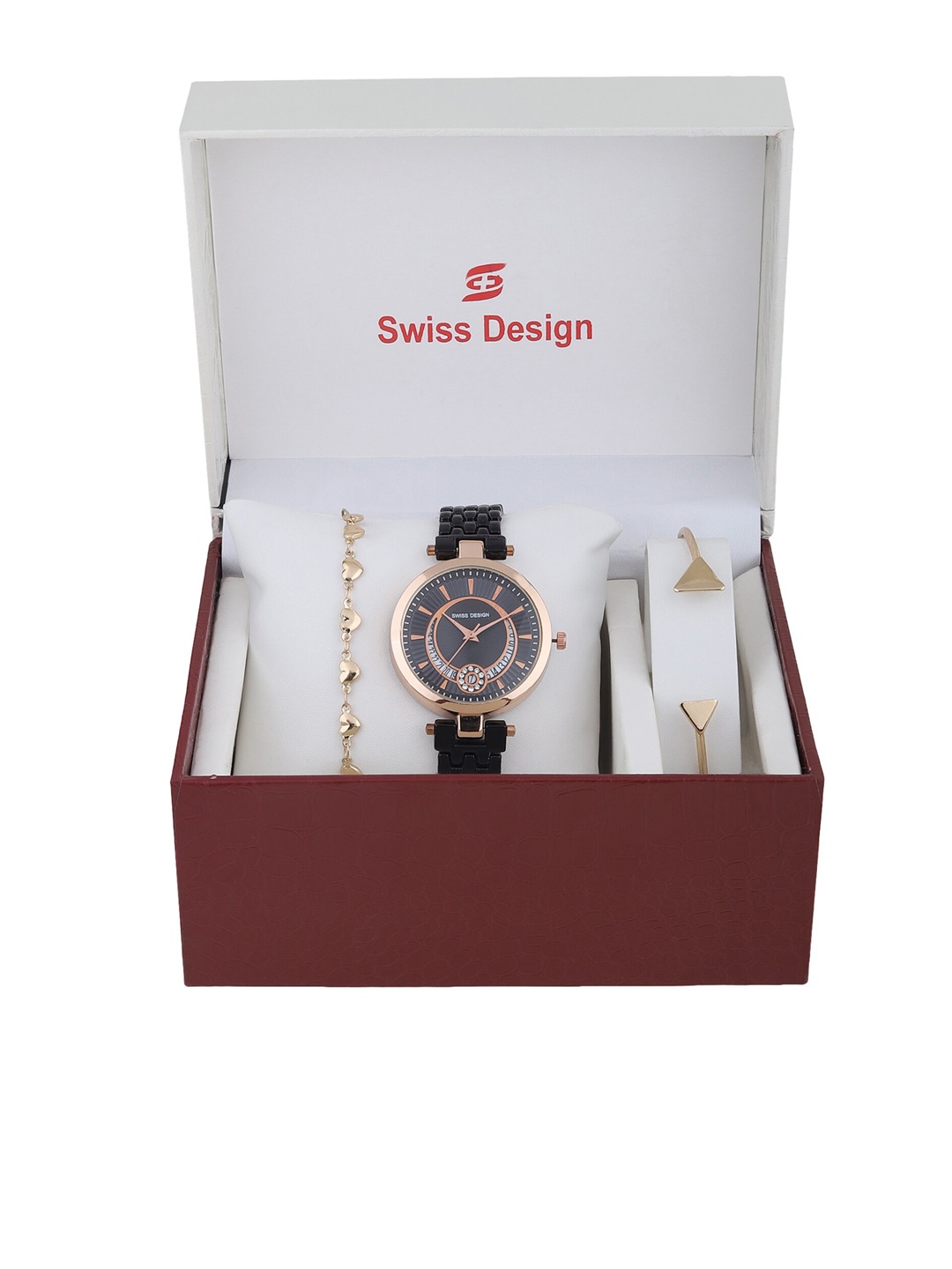 

Swiss Design Black & Rose Gold-Toned Solid Watch Gift Set SD-Watch Gift Set-08