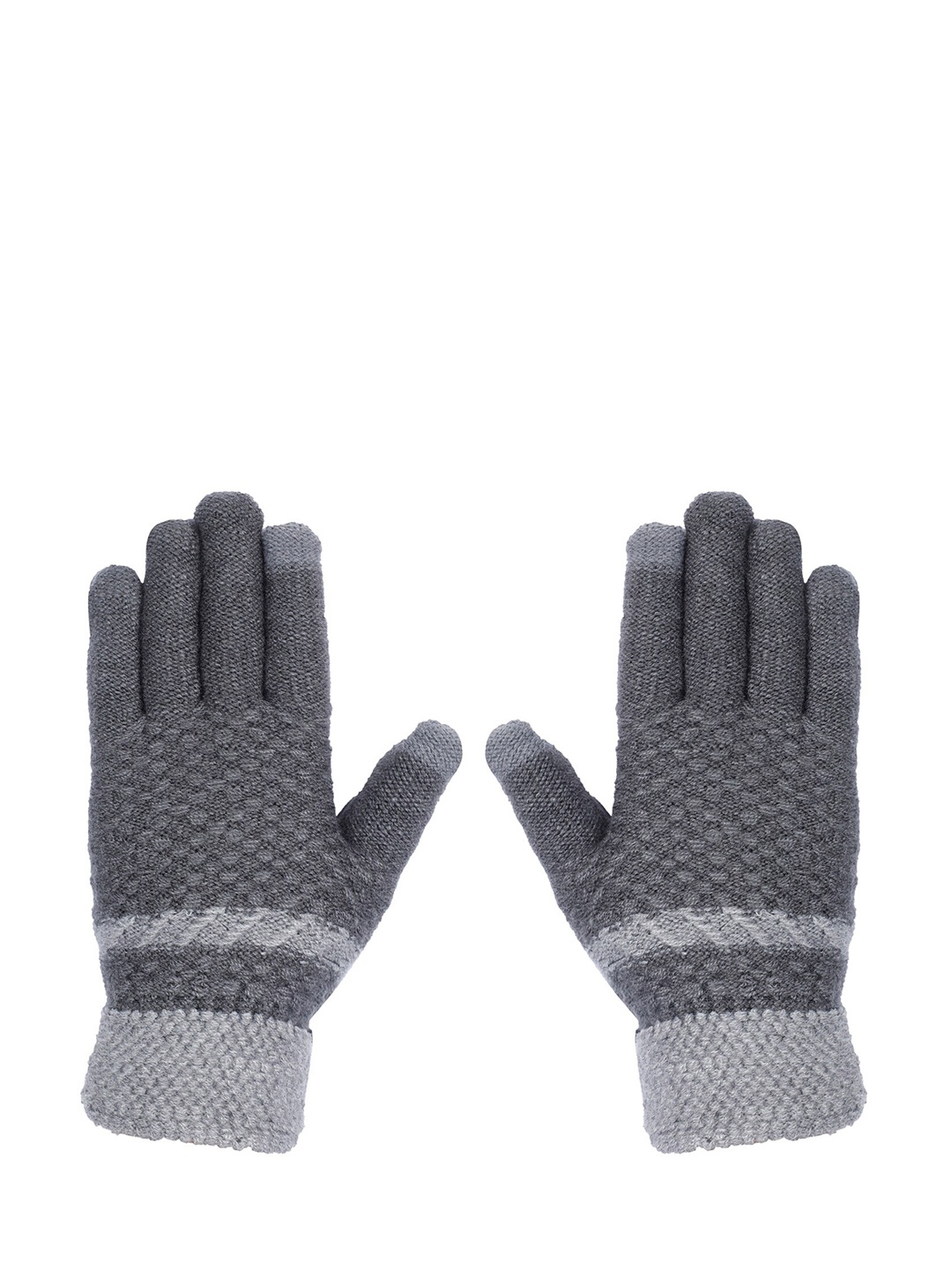 

LOOM LEGACY Men Grey Patterned Hand Gloves