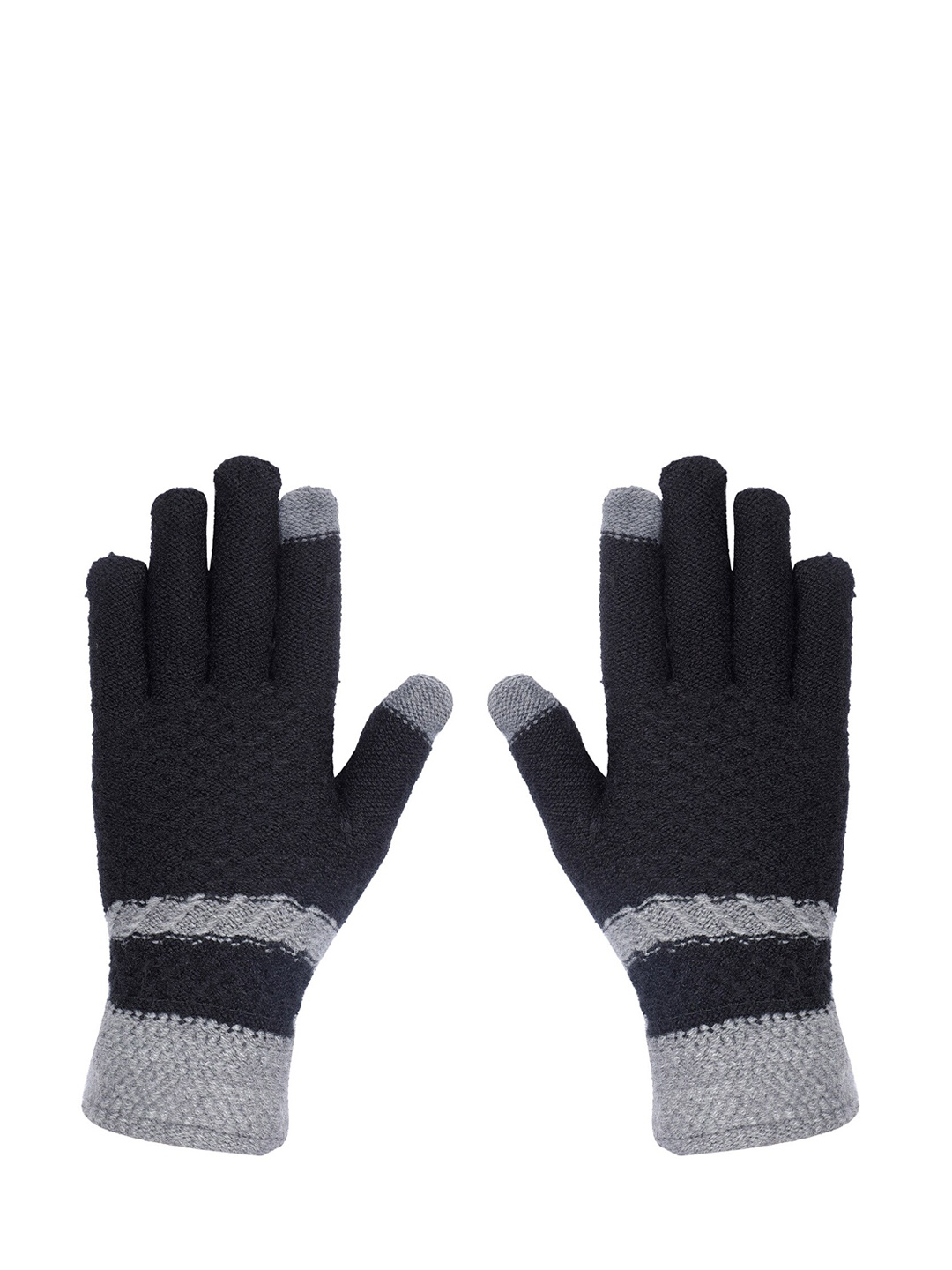 

LOOM LEGACY Men Black Patterned Hand Gloves