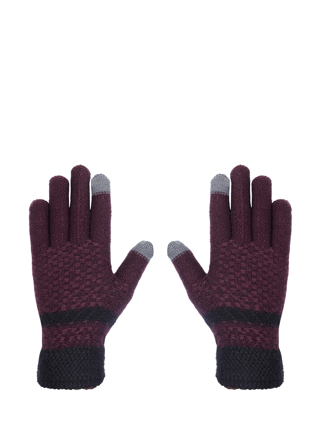 

LOOM LEGACY Men Mauve Patterned Hand Gloves