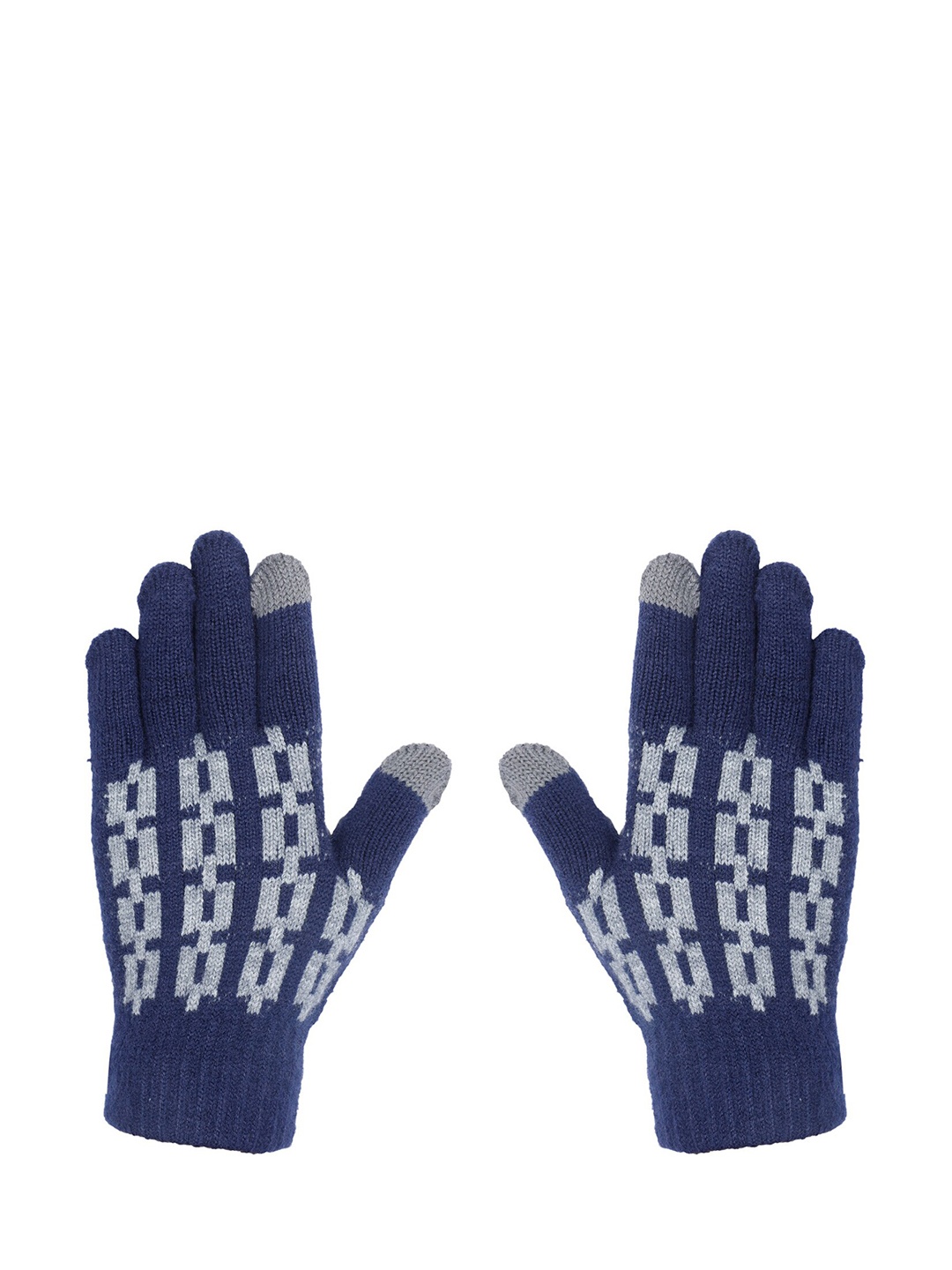 

LOOM LEGACY Men Navy Blue Patterned Hand Gloves