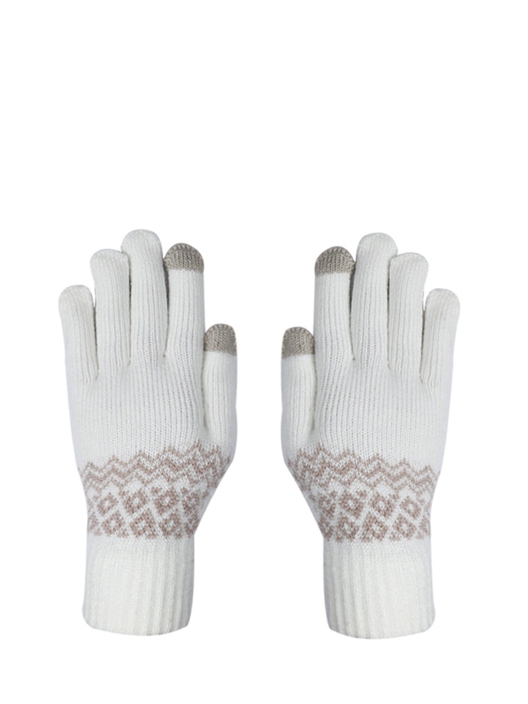 

LOOM LEGACY Men Cream Patterned Winter Hand Gloves