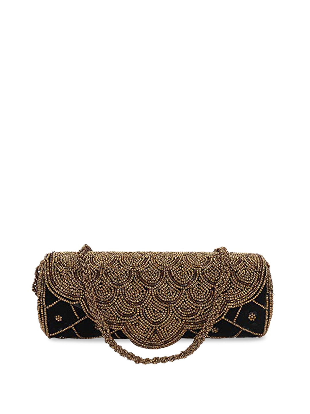 

DN Creation Black Embellished PU Structured Hobo Bag