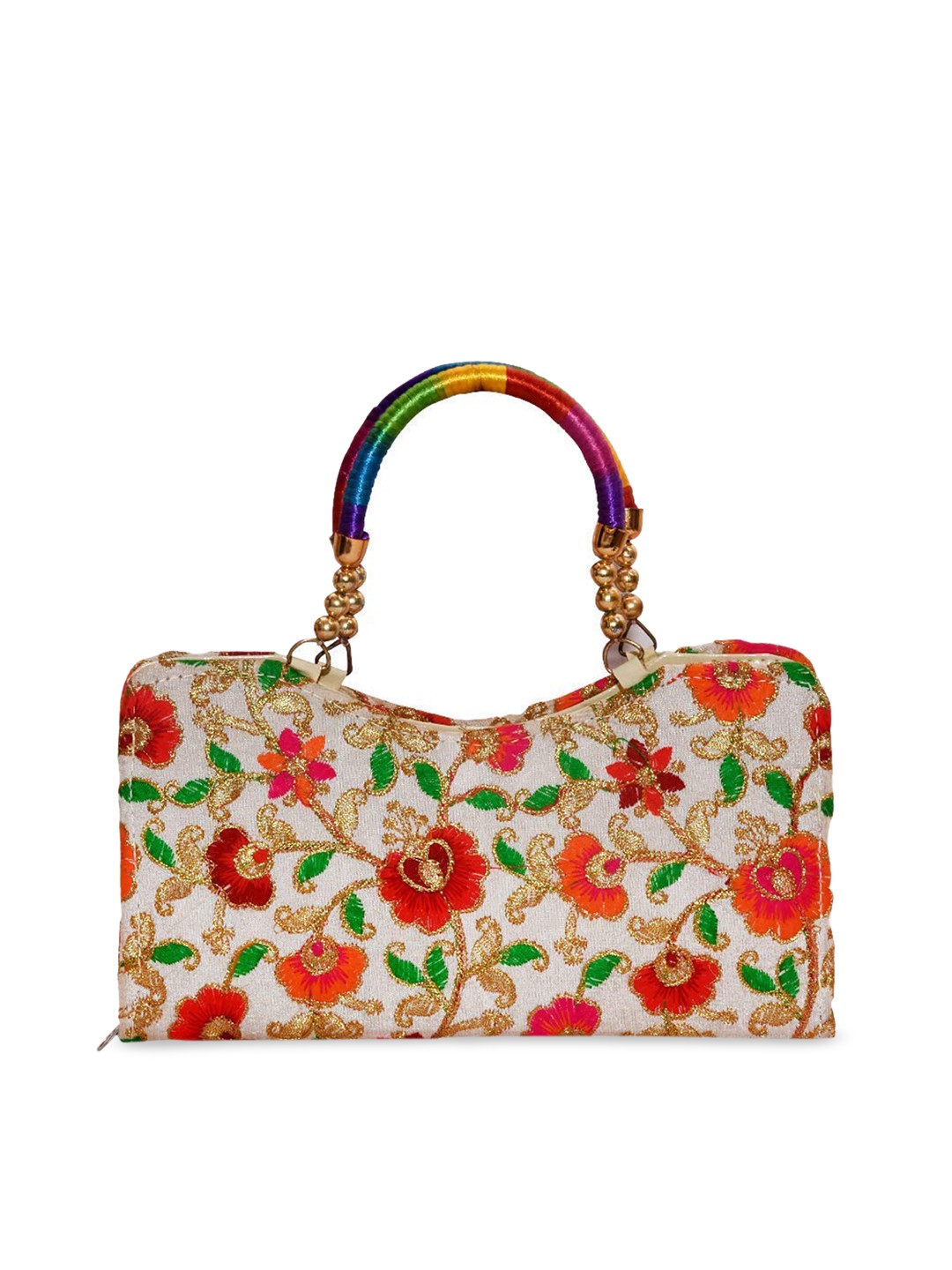 

DN Creation Multicoloured Floral PU Oversized Structured Handheld Bag with Quilted, Multi