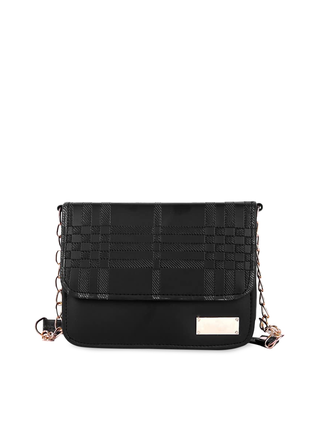 

DN Creation Black Animal Textured PU Structured Sling Bag with Bow Detail