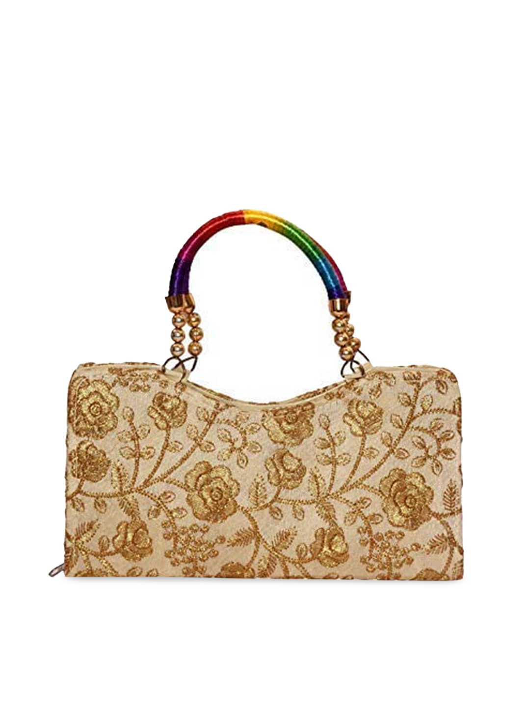 

DN Creation Gold-Toned Floral Embellished PU Oversized Shopper Handheld Bag